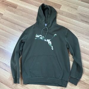 Puma Army Green Camo Logo Hoodie